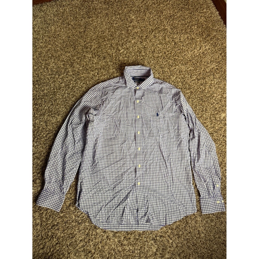 Polo Ralph Lauren Performance Gingham Button Down Shirt Mens Large Purple White